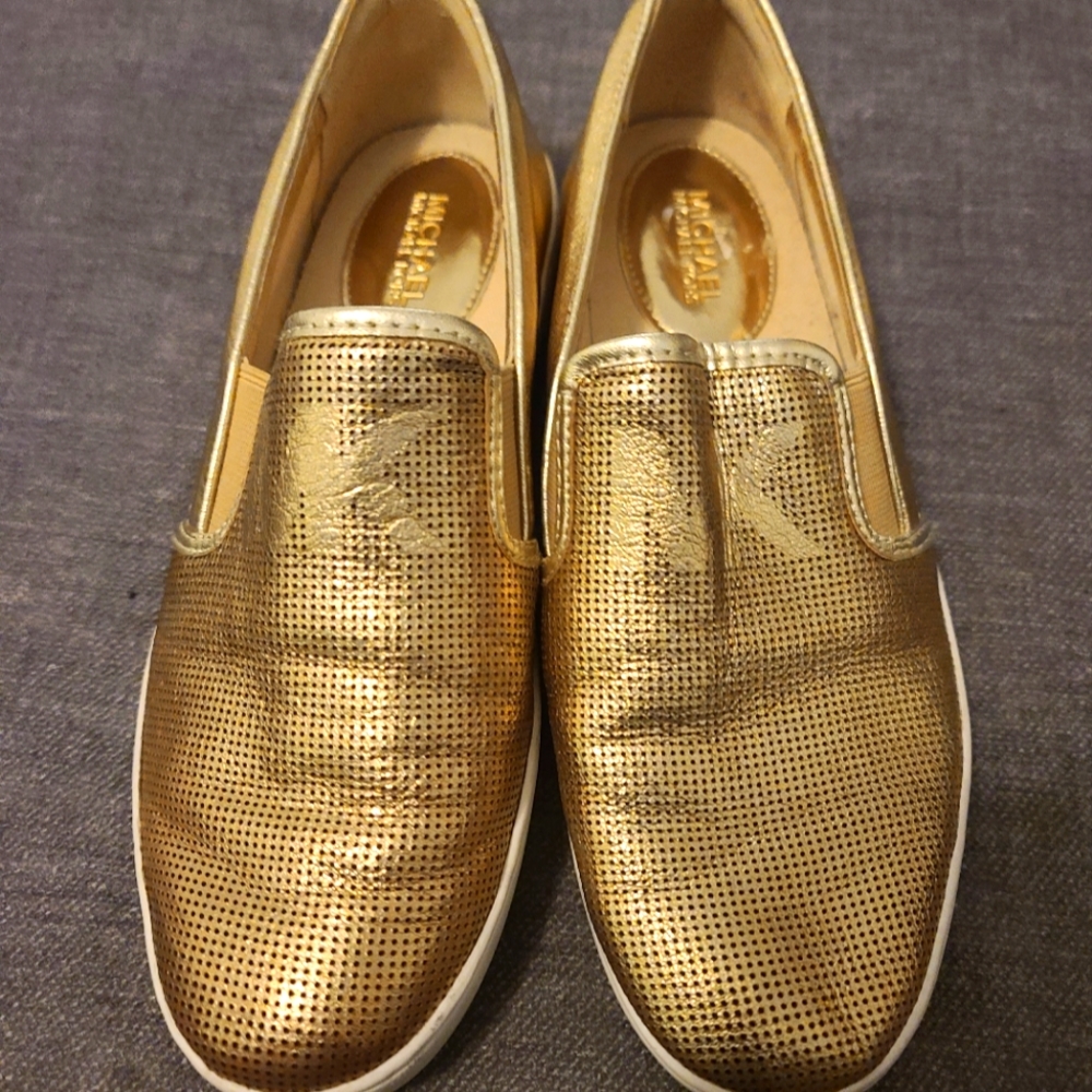 Micheal Kors Gold Keaton slip on sneakers size 7.5M